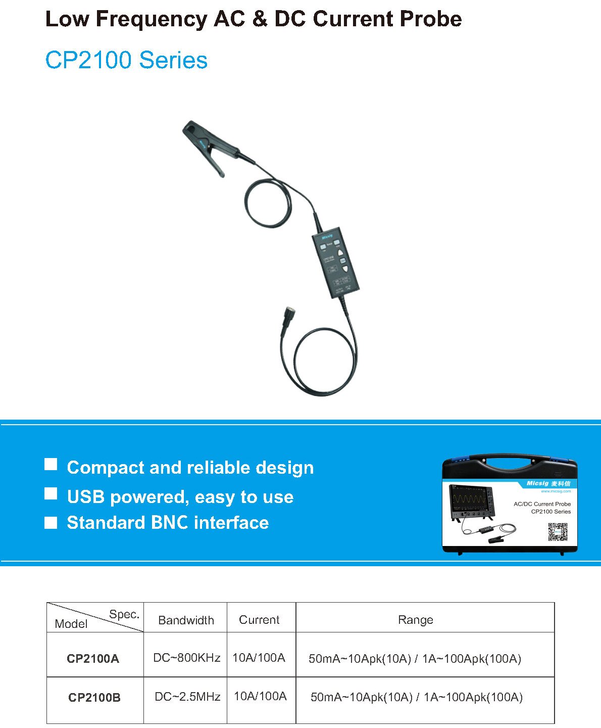 MICSIG Low Frequency AC/DC Cur - Current Probe Ac Dc 100A ulasan dan harga