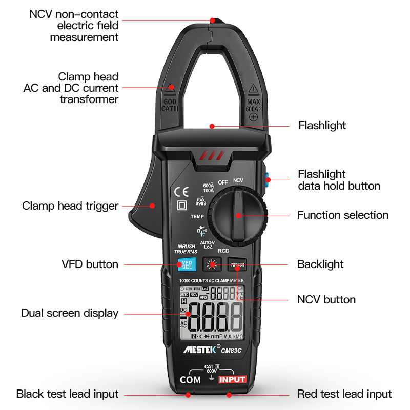 MESTEK 600A AC/DC Voltage Ohm  - Current Clamp Probe 600A ulasan dan harga